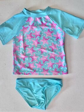 Floatimini Pink Starfish Aqua Short Sleeve Rashguard Swim Set
